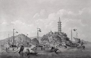 Uitzicht op Golden Mountain Island in de Blue River, China, ca.1794 door William Alexander
